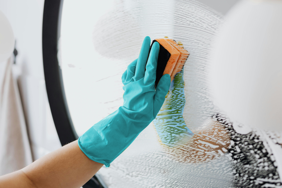 Happy client with sparkling clean home